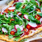 Chicken Pizza Crust With Spicy Sauce & Fresh Herbs (Keto)