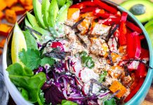 Rainbow Salad Power Bowl With Salmon & Sesame Dressing