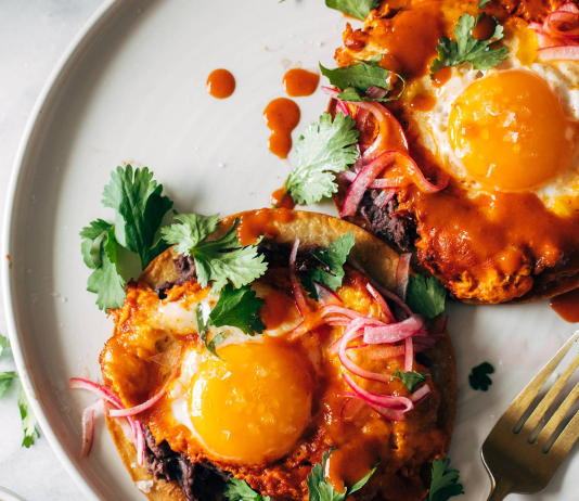 Red Chile Tostadas with Eggs Recipe