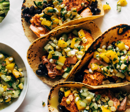 Salmon Tacos with Mango Corn Salsa Recipe
